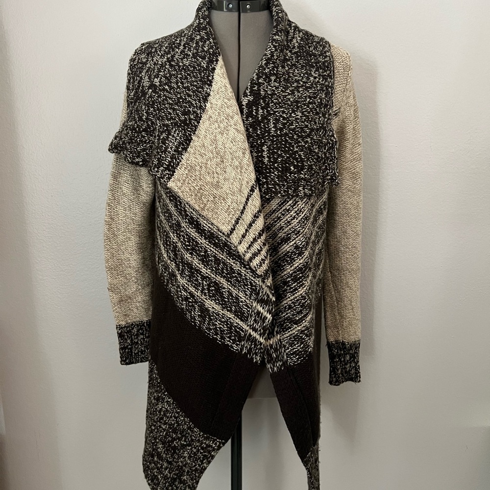 Caslon Cream and Black Open Front Shawl Collar Cardigan